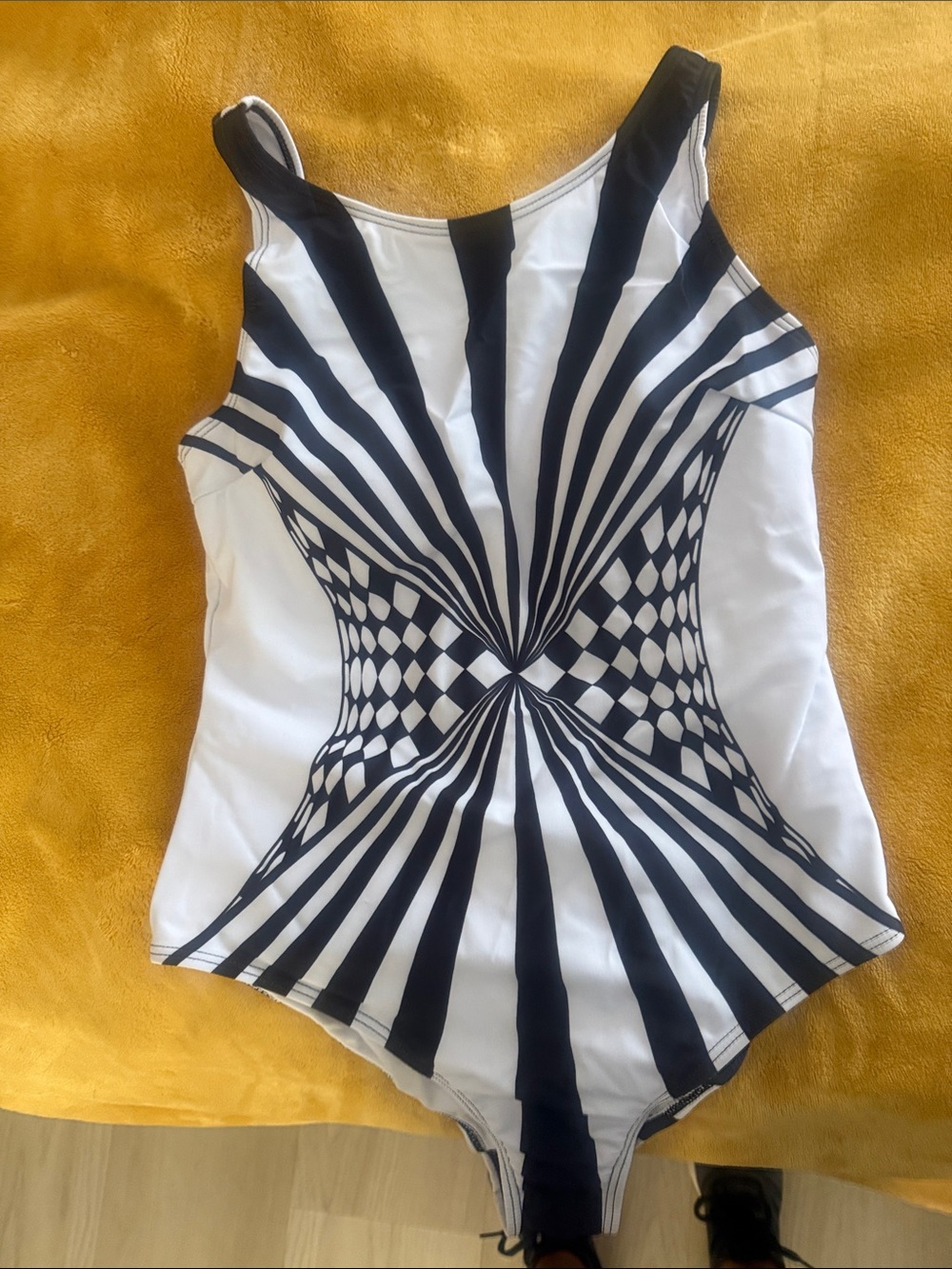 Black & White Optical-Print One-Piece Swimsuit